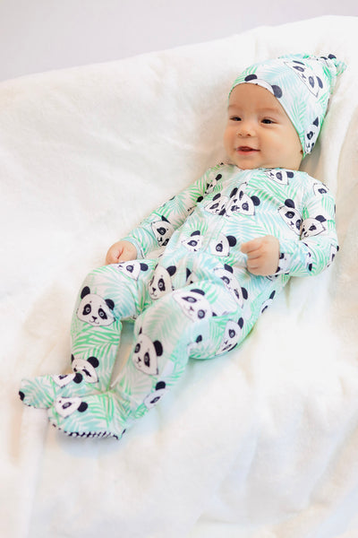 Panda Zipper Footie Romper