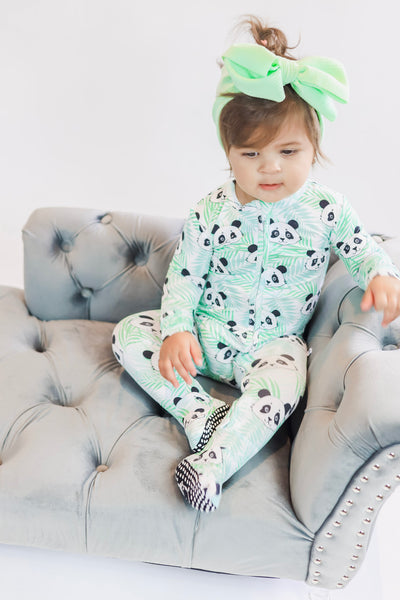 Panda Zipper Footie Romper