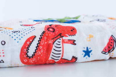 Dinosaur Muslin Swaddle Blanket